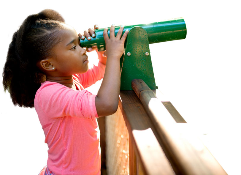 Girl looking through scope.